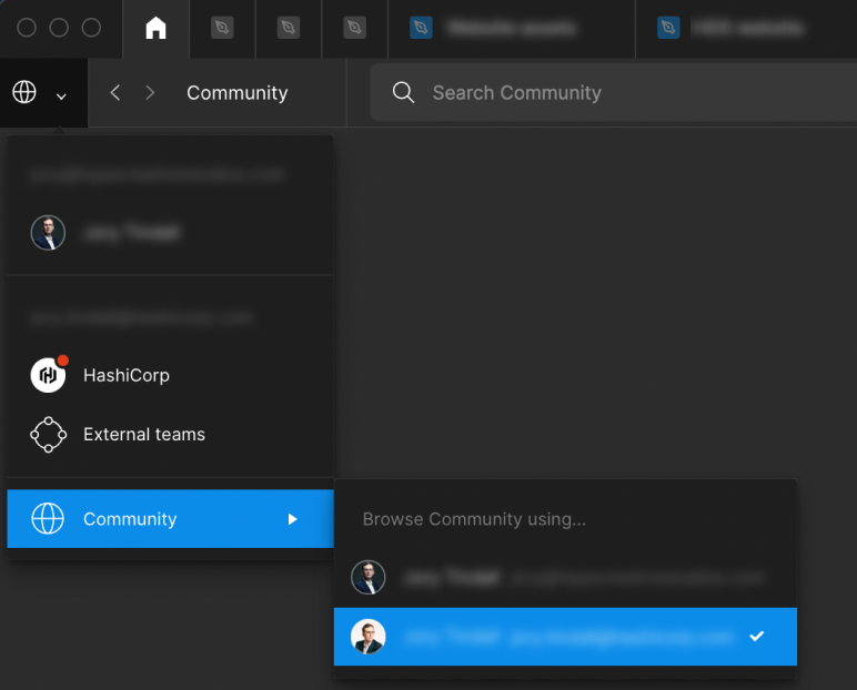 Navigating to the Figma community from the desktop app